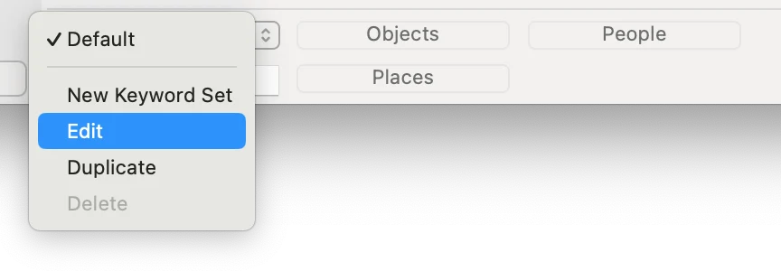 Keywords bar