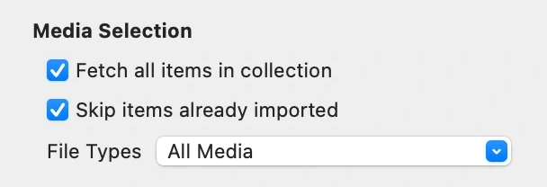 The fetch all items in collection option selected.